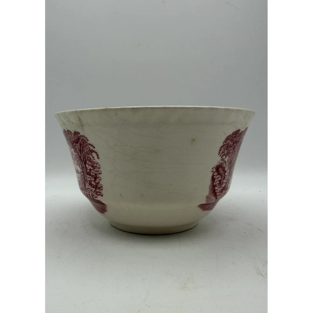 Mason's Vista Red Transferware Open Sugar Bowl Ironstone England Vintage